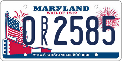 MD license plate 0BK2585