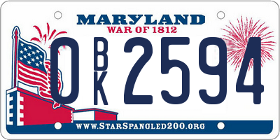 MD license plate 0BK2594