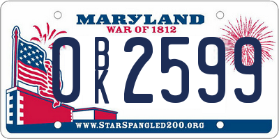 MD license plate 0BK2599