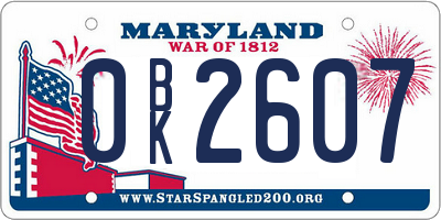 MD license plate 0BK2607