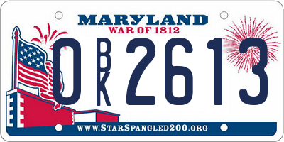 MD license plate 0BK2613
