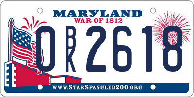 MD license plate 0BK2618