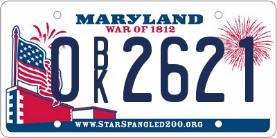 MD license plate 0BK2621