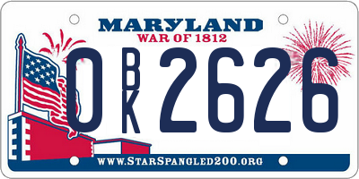 MD license plate 0BK2626