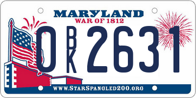 MD license plate 0BK2631
