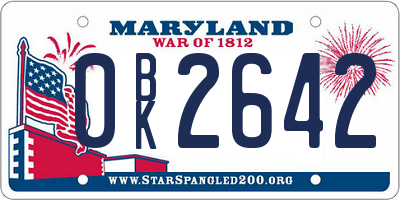 MD license plate 0BK2642