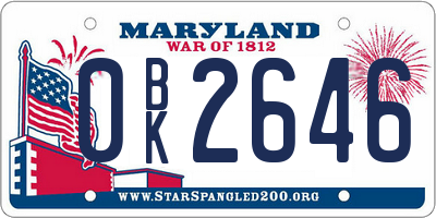 MD license plate 0BK2646