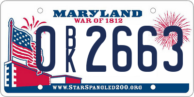 MD license plate 0BK2663