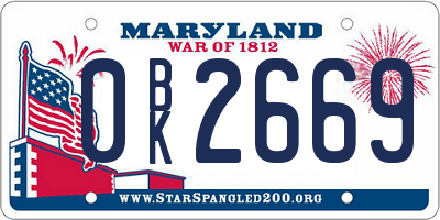 MD license plate 0BK2669