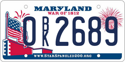 MD license plate 0BK2689