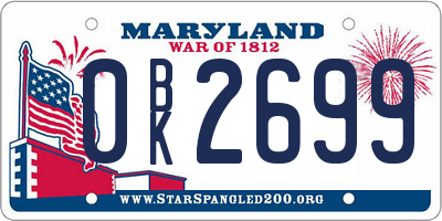 MD license plate 0BK2699
