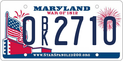 MD license plate 0BK2710
