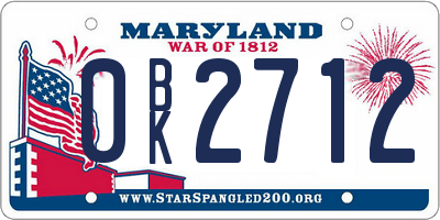 MD license plate 0BK2712
