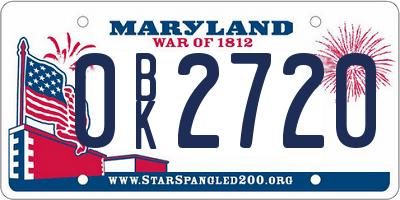 MD license plate 0BK2720