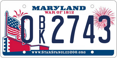 MD license plate 0BK2743