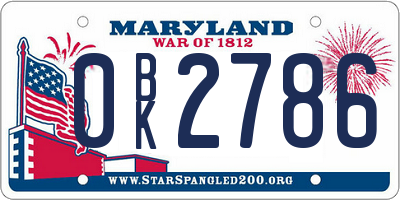 MD license plate 0BK2786
