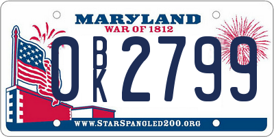 MD license plate 0BK2799