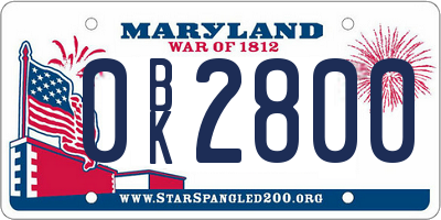 MD license plate 0BK2800