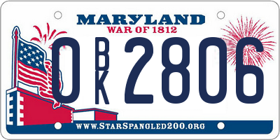MD license plate 0BK2806