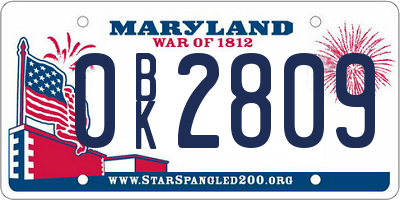 MD license plate 0BK2809