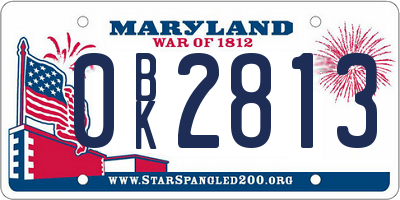 MD license plate 0BK2813