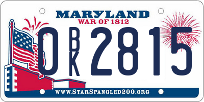 MD license plate 0BK2815
