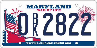 MD license plate 0BK2822