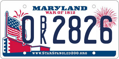 MD license plate 0BK2826