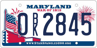 MD license plate 0BK2845