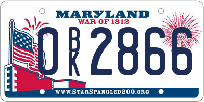 MD license plate 0BK2866
