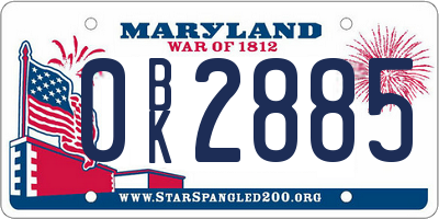 MD license plate 0BK2885