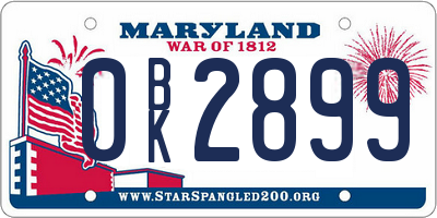 MD license plate 0BK2899
