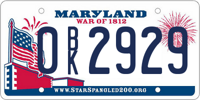 MD license plate 0BK2929