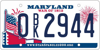 MD license plate 0BK2944