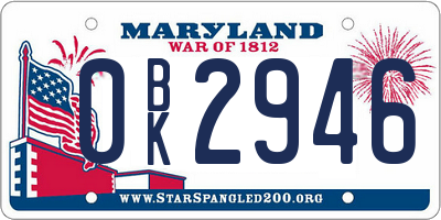 MD license plate 0BK2946