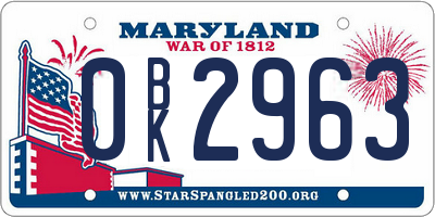 MD license plate 0BK2963