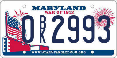 MD license plate 0BK2993