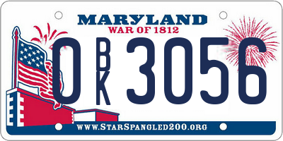 MD license plate 0BK3056