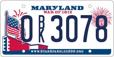 MD license plate 0BK3078