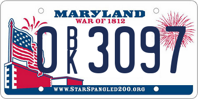 MD license plate 0BK3097