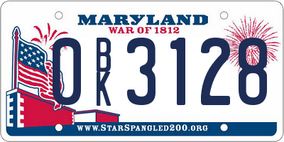 MD license plate 0BK3128