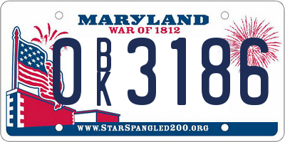 MD license plate 0BK3186