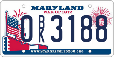 MD license plate 0BK3188
