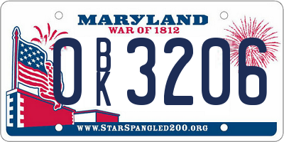 MD license plate 0BK3206