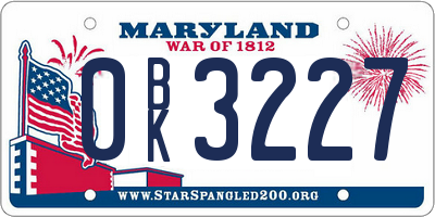 MD license plate 0BK3227