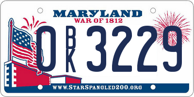 MD license plate 0BK3229