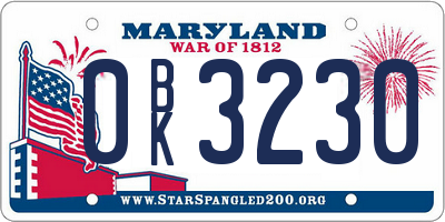 MD license plate 0BK3230