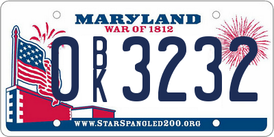 MD license plate 0BK3232