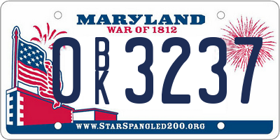 MD license plate 0BK3237