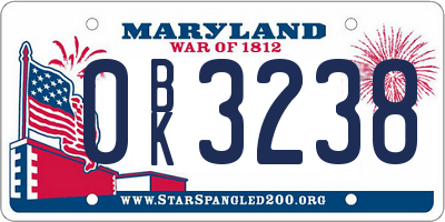 MD license plate 0BK3238